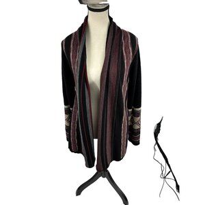 Daytrip Womens Open Front Cardigan Tribal Aztec Knit Long Sleeve M